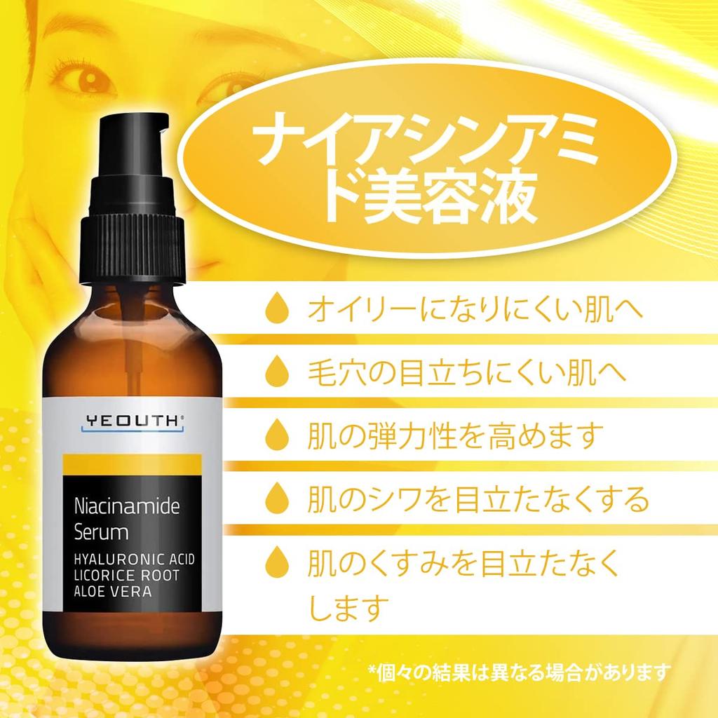 Сыворотка для лица YEOUTH с ниацинамидом, гиалуроновой кислотой и алоэ вера 60 мл Ниацинамид Все типы кожи Бестселлеры для мужчин и женщин (2oz). Сыворотка, Типы,