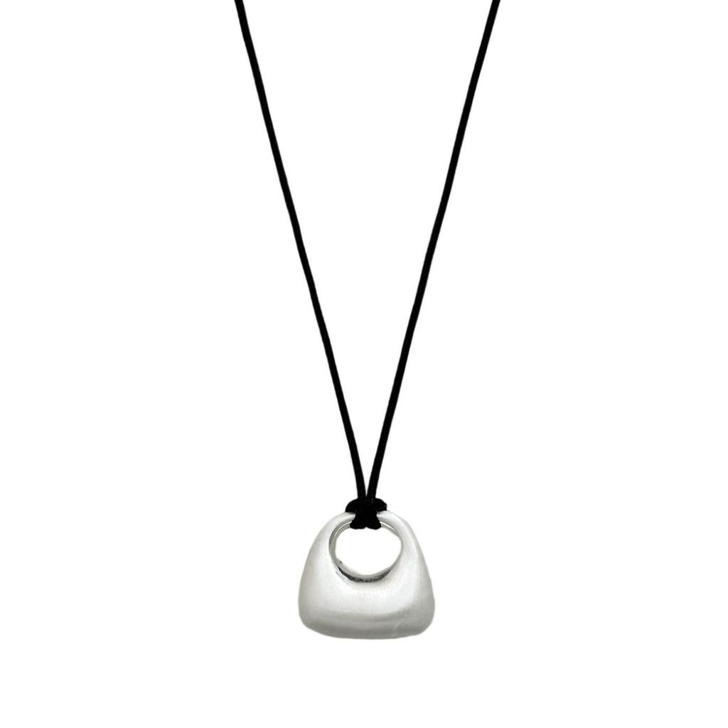 Minimalist Silver Pendant Necklace: Women's Adjustable Black Rope Sweater Chain