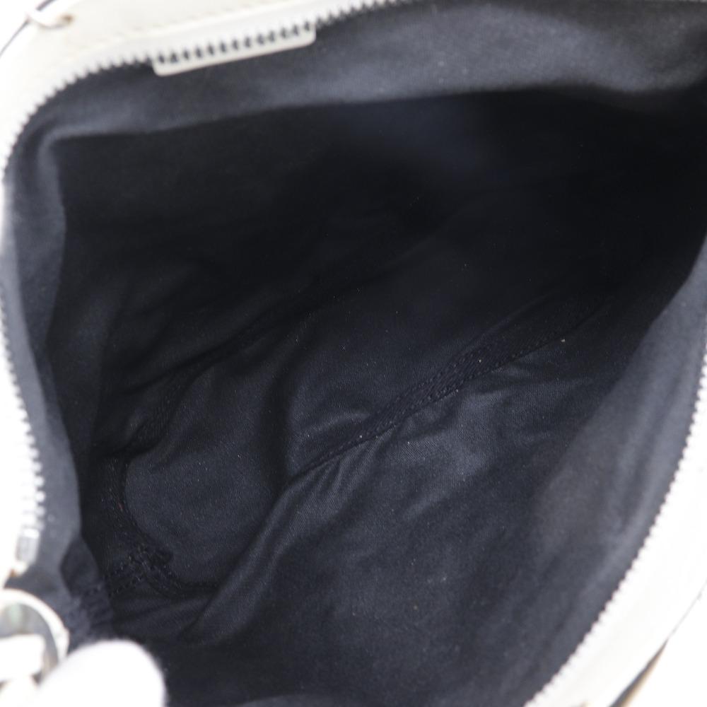 CELINE flour Shoulder Bag Off White/Black leather/canvas flour Women Used