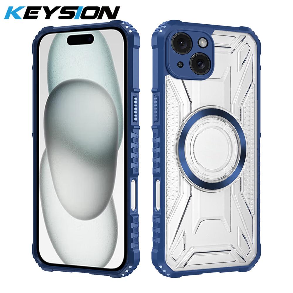 KEYSION Прозрачный магнитный чехол для MagSafe для iPhone 15 Pro Max 14 Plus Силикон+ПК Противоударный чехол для телефона для iPhone 13 Pro Max
