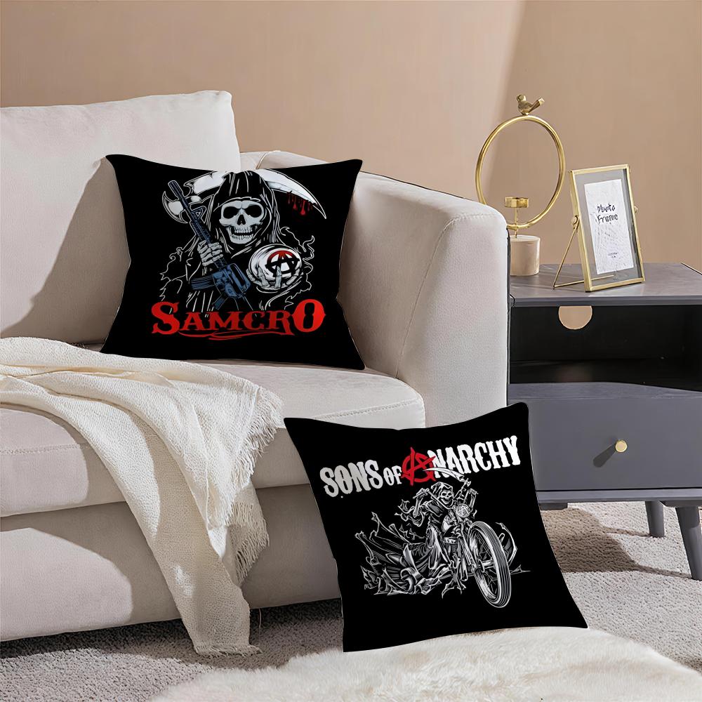 American Biker Drama SSons of Anarchy Cushion Cover Throw Pillow Cover Hidden Button Durable Polyester Chair Cushion