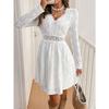 Elegant Women's Dress Solid Color Lace Patchwork Mini Holiday Dress Scallop Side Sun Dress