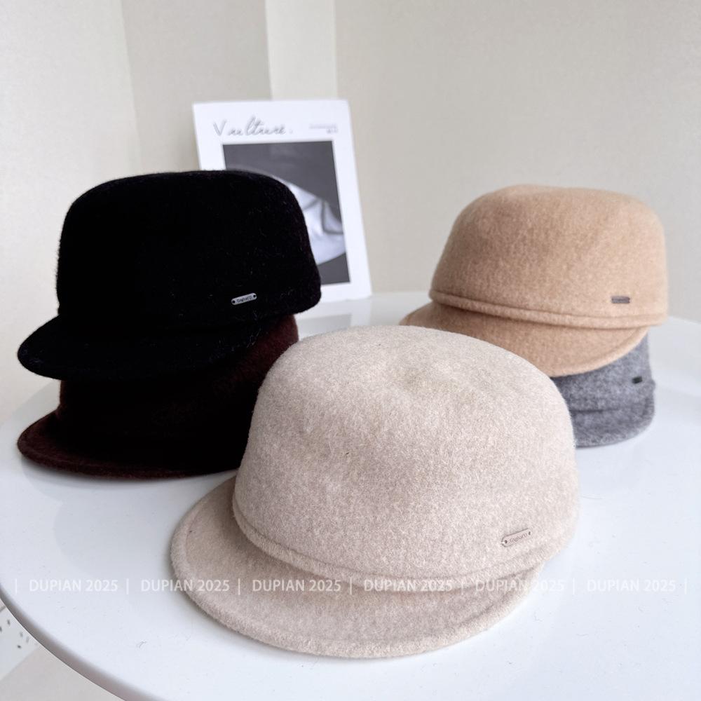 Xiaohongshu popular wool equestrian hat women's autumn and winter wool cap simple fashion newsboy hat baseball cap tide