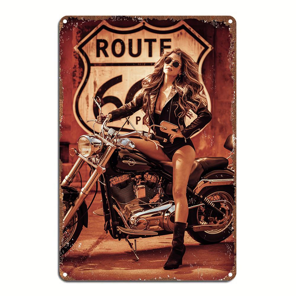 Винтажный алюминиевый настенный декор «Мотоциклы Route 66», металлическая жестяная табличка для кафе, кухни, клуба, бара, домашнего декора, настенный, Рождество