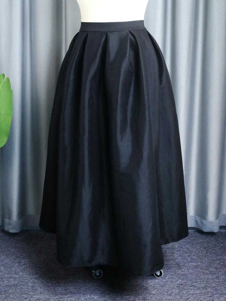 AOMEI Макси-черная юбка для женщин с высокой талией, плиссированные повседневные вечерние праздничные юбки больших размеров, длинные юбки