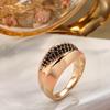 Kinel Luxury Black White Zircon Ring Rose Gold Color Daily Jewelry