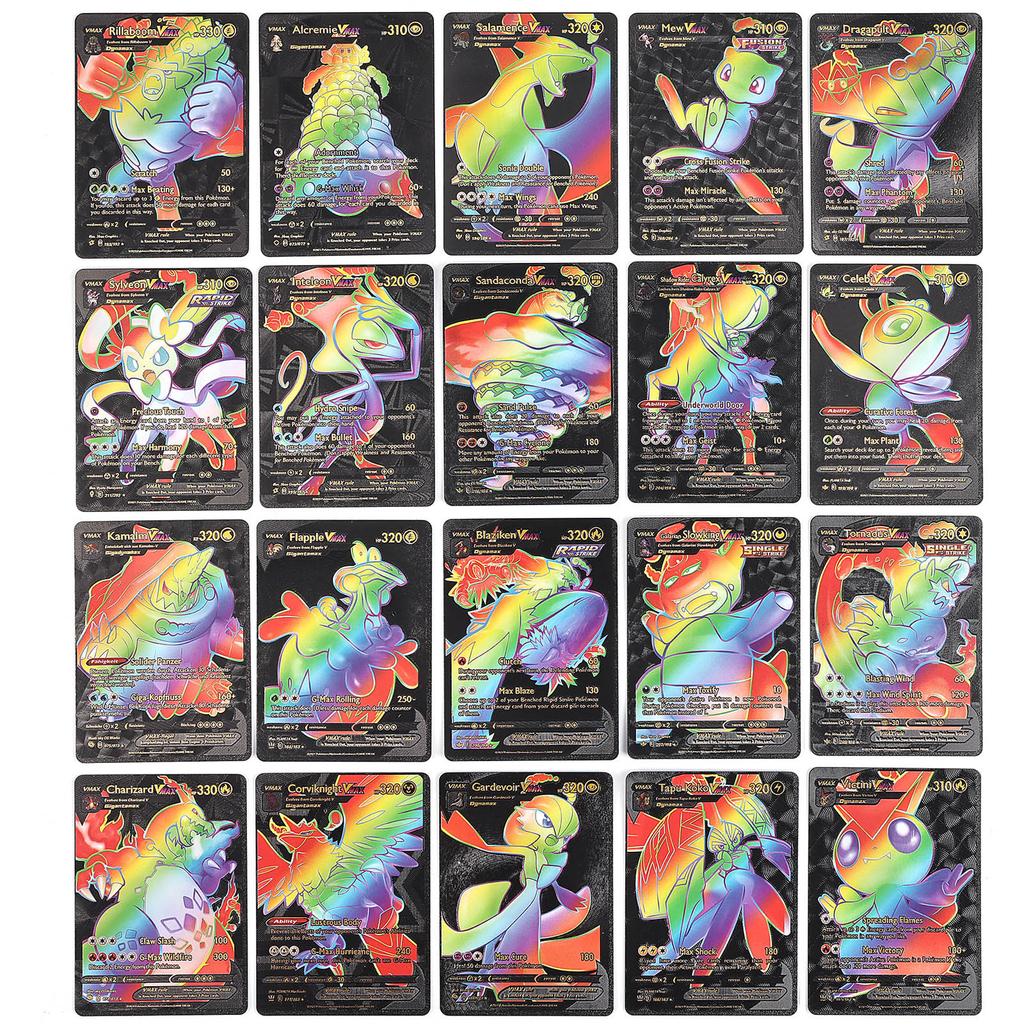 55 Pcs ( 5GX+3Vstar+47V-max) Rainbow Gold Foil Assorted Cards, GX V-star V-max Charizard Card Card Set Children's Birthday Gift Card Collectors