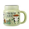 Cute Mug with Lid Spoon High Value Ceramic Water Cup Color Box for Girls Cartoon Office Couple Cup for Home Use