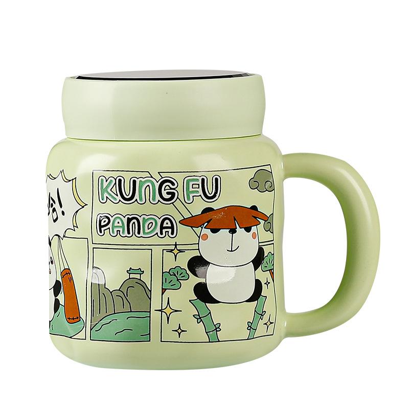 Cute Mug with Lid Spoon High Value Ceramic Water Cup Color Box for Girls Cartoon Office Couple Cup for Home Use