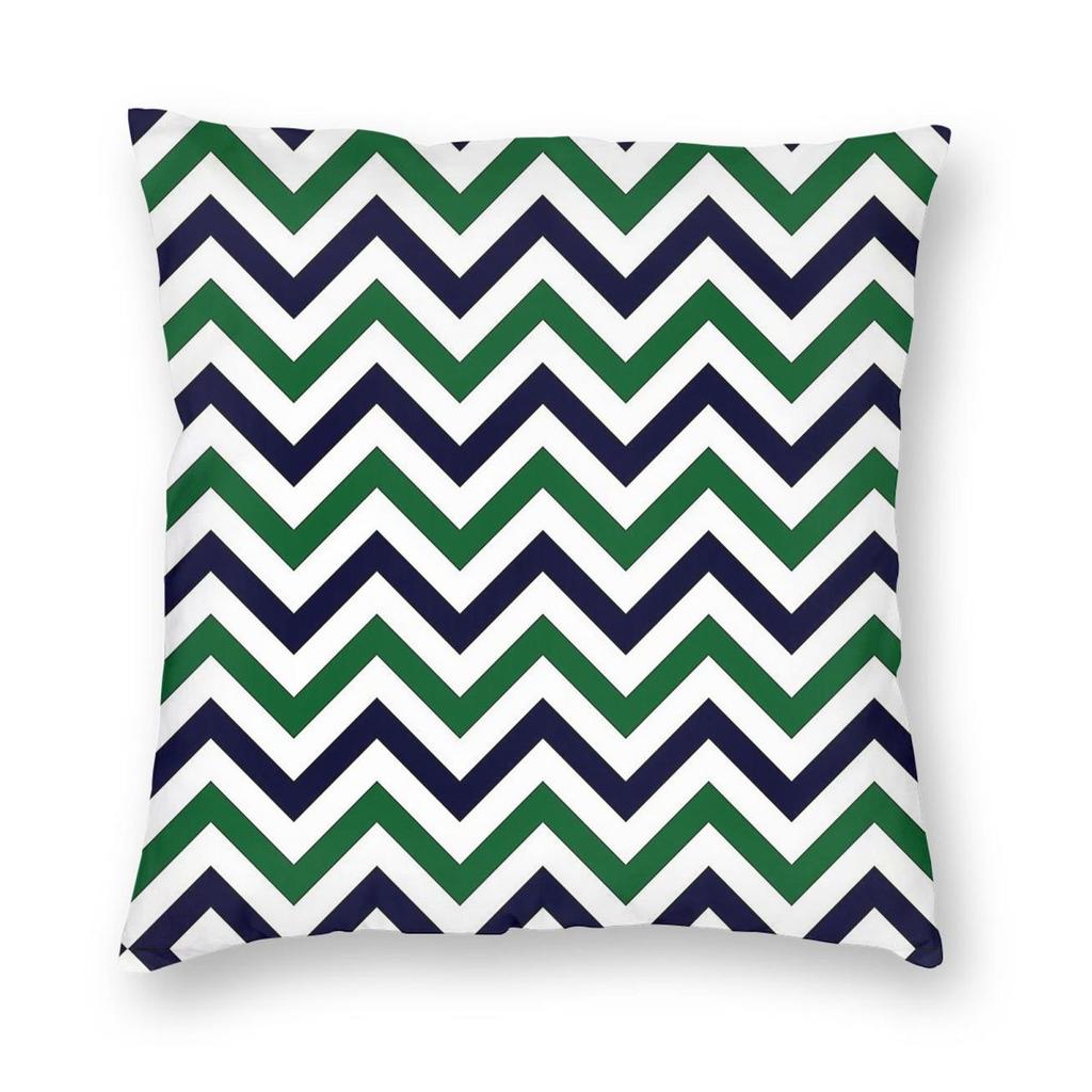 Chevron Navy Blue Green Square Pillowcase Polyester Linen Velvet Printed Zip Decor Pillow Case Bed Cushion Cover