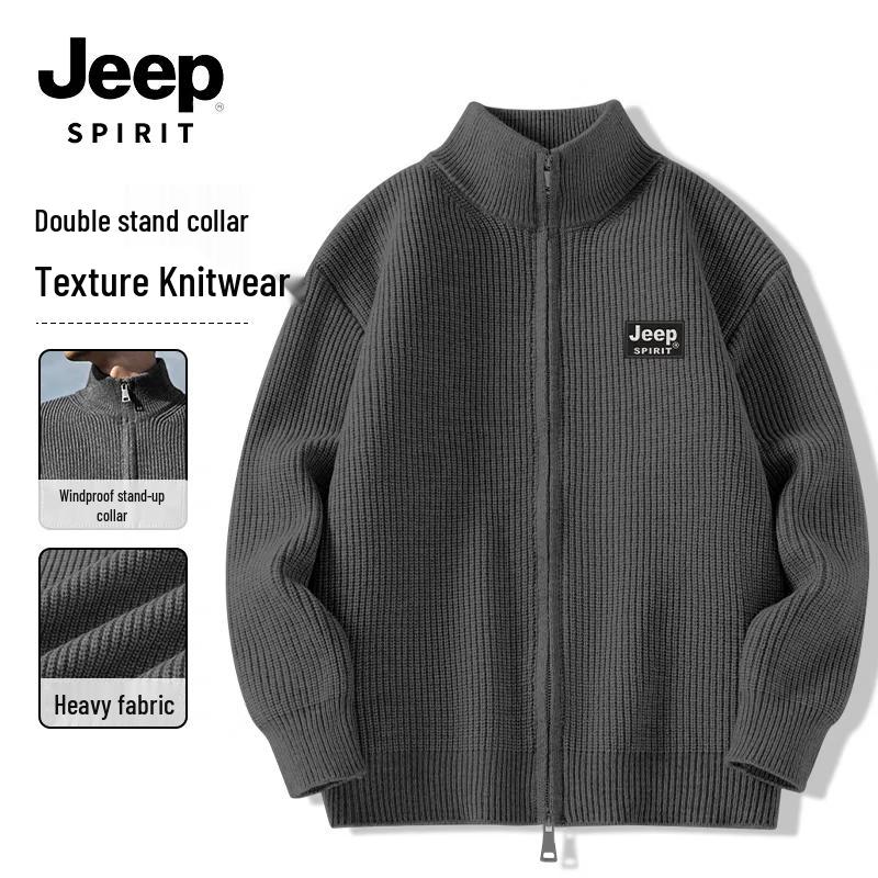 JEEP SPIRIT Men's Stand Collar Knit Sweater