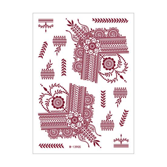 Red Henna Tattoo Kit, Waterproof Henna Tattoos Stickers, Temporary Tattoo Stickers for Women Wedding Party Festival Decorations