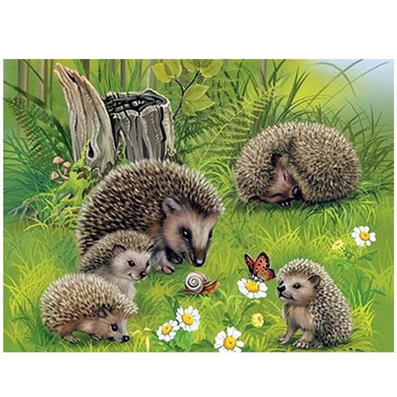 5D DIY алмазная живопись животные милый ежик вышивка крестиком полная дрель круглая алмазная вышивка мозаичная картина Декор из страз
