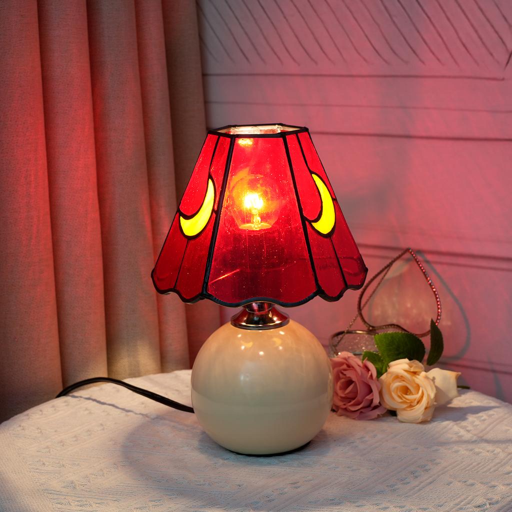 Современная керамическая фиолетовая луна витражная настольная лампа для спальни, простая прикроватная лампа-гриб, декоративная лампа для гостиной, кабинета