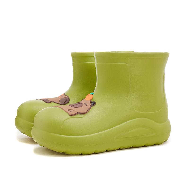Прочные женские резиновые сапоги из ЭВА, мультяшные низкие сапоги с изображением капибары, противоскользящие, износостойкие, водонепроницаемые резиновые сапоги, дождевая обувь