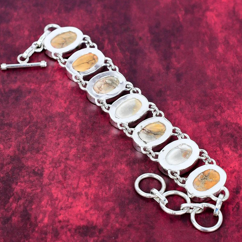 Браслет Orange Sea Sediment из цельного серебра 925 пробы с регулируемой цепочкой, браслет ручной работы с драгоценными камнями на День памяти