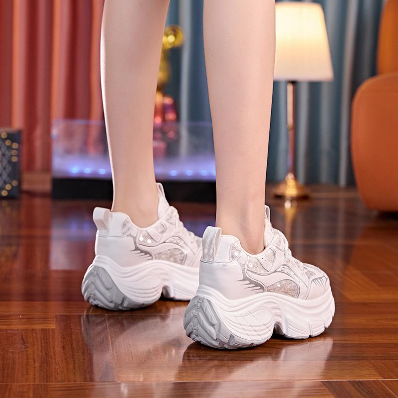 8,5 см воздушная сетка полые синтетическая кожа досуг толстые кроссовки тапочки платформа танкетка дышащие летние женские вулканизированные