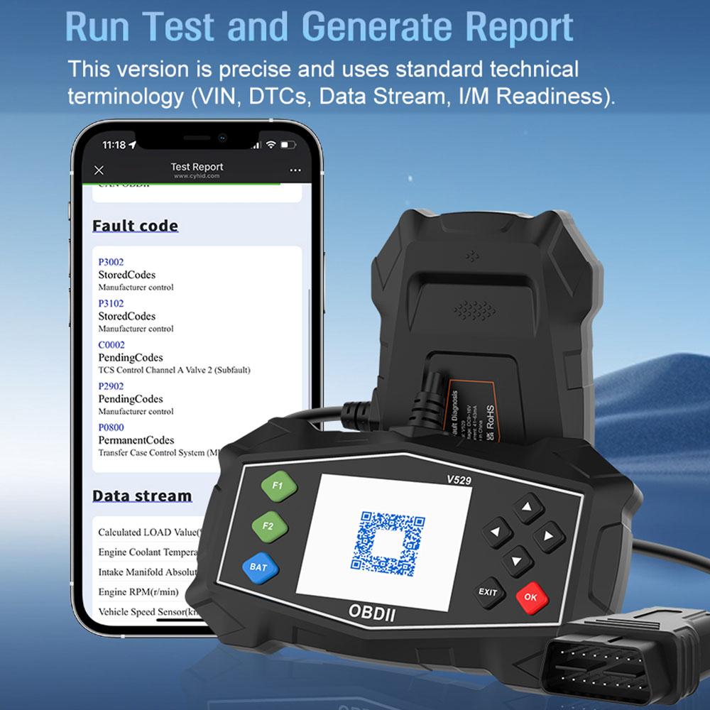 Автомобильные OBD2 Диагностические Инструменты Сброс Кодов Ошибок Проверка Системы Check Engine Очистка/Стирание Кодов V529 Сканер Кодов Тестер Аккумулятора