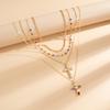 3/4Pcs Simple Jesus Cross Pendant Choker Stacking Necklace For Women Trendy Colorful Crystal Chain Christian Jewelry Gift