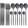16Pcs Matte Dinnerware Set Dinner Knife Fork Tea Spoon Tableware Cutlery Western Stainless Steel Flatware Kitchen Silverware Set