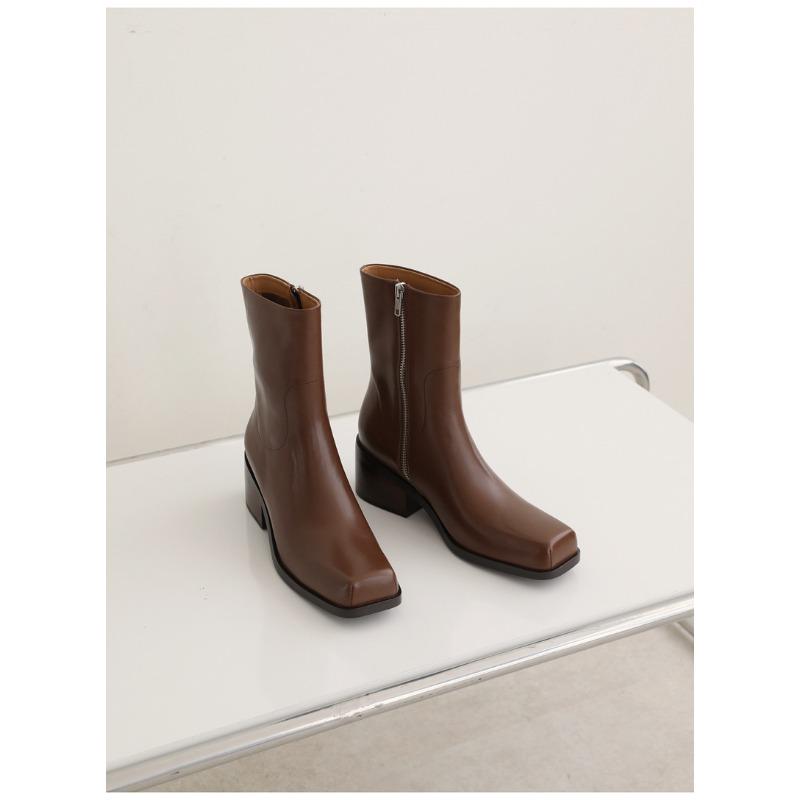 Женские ботильоны с квадратным носком, жареные уличные, короткие, средней высоты, на толстом каблуке, ботинки Мартин, осенне-зимние, тонкие, ботильоны