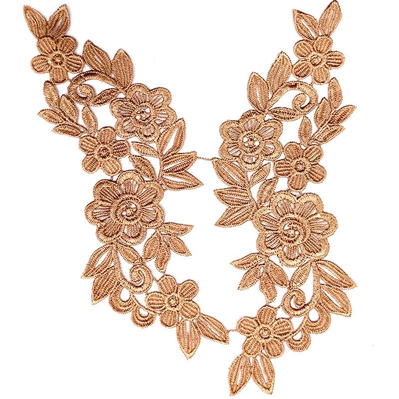 1Pair 3D Flower Embroidered Lace Applique Clothes Dress Repair Patch Solid DIY Sewing Trim Fabric Patches Apparel Decoration