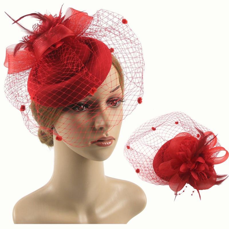 Retro Berets Headband Fascinator Wedding Ascot Hat Hatinator Birdcage Veil
