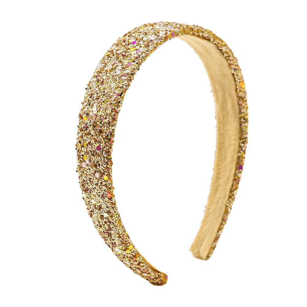 Блестящие повязки на голову для девочек, принцесса, сверкающая широкая повязка на голову, детская милая повязка на голову в стиле Алисы для детей, толстый блеск, детский аксессуар для волос