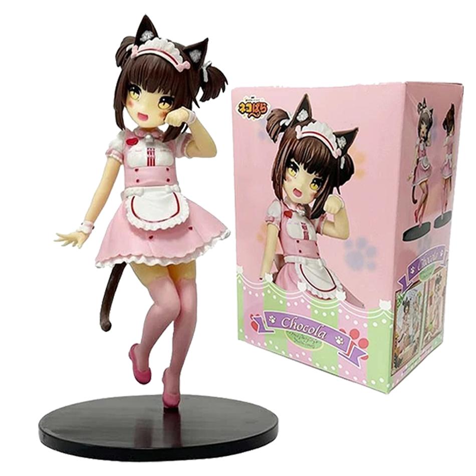 18 см Фигурка Кошка-Горничная из Аниме Nekopara - Шоколад Ваниль Милая ПВХ Коллекционная Статичная Кукла Красивая Модель в Стиле Кошки Для Детей