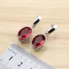 Oval Red Zircon Jewelry Drop Earrings Silver Color Dangle Earring For Women Free Jewelry Box