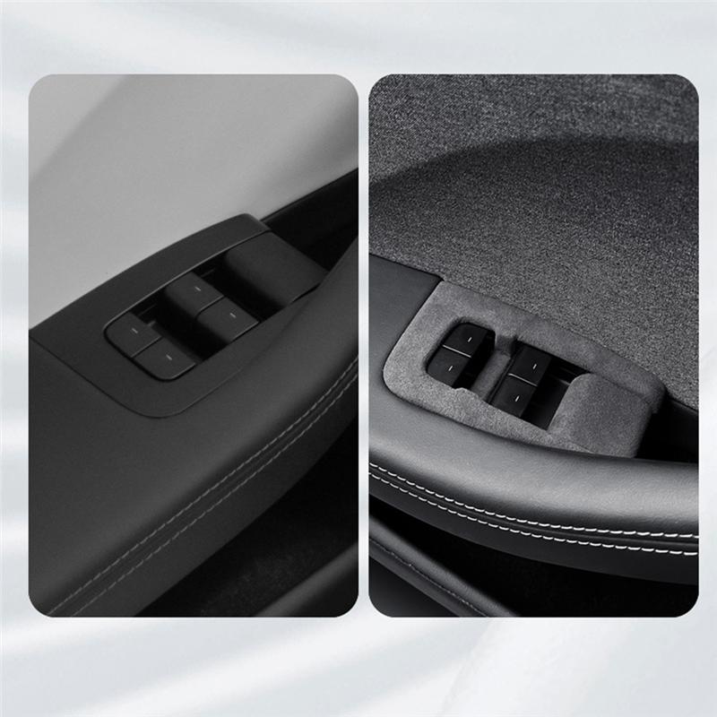 NEW-For Tesla2025 Model3 Highland Car Window Lifting Button Panel Suede Suede Trim Frame Sticker Auto Interior Replacement Parts