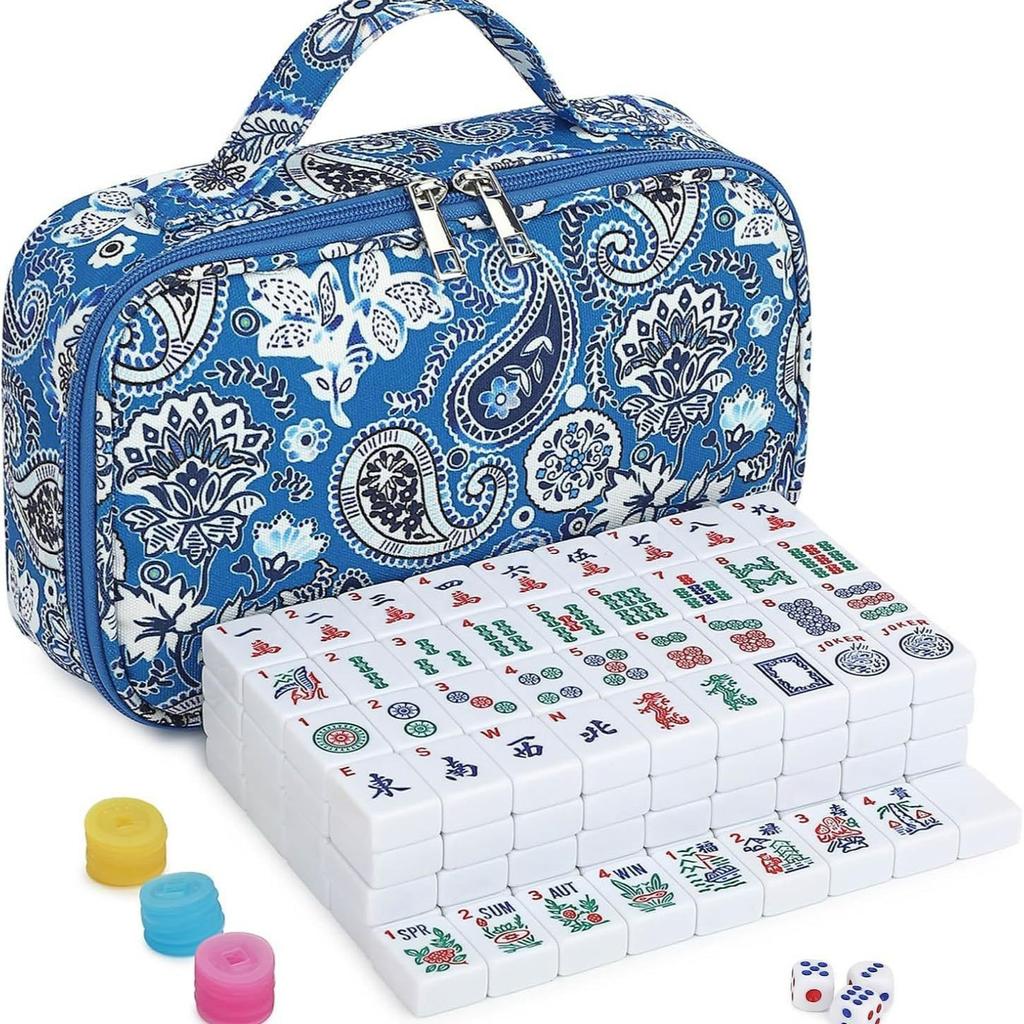 Mahjong storage bag, large capacity, high-quality, portable cosmetic bag, with handle