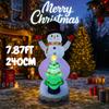 7.87FT Inflatable Snowman Christmas Tree Toy Xmas Yard Decoration Festive Gift LED Lit Christmas Supplies Home Decor Ornament