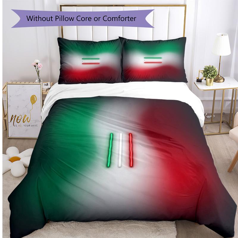Mexico footbal Printed Bedding 3 Piece Set Cozy Breathable Bed Cover Set as Housewarming Holiday Gift