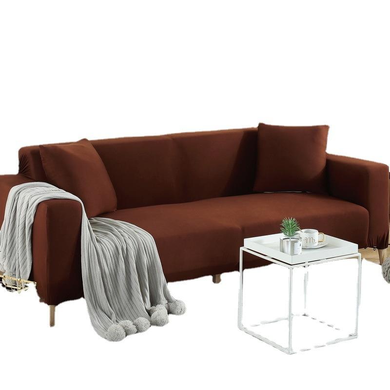 Молочный шелк, однотонный эластичный интегрированный чехол для дивана, всесезонный плотный нескользящий чехол для дивана