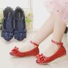 "Girls' Red Crystal Leather Princess Shoes - Soft Sole for Toddlers"