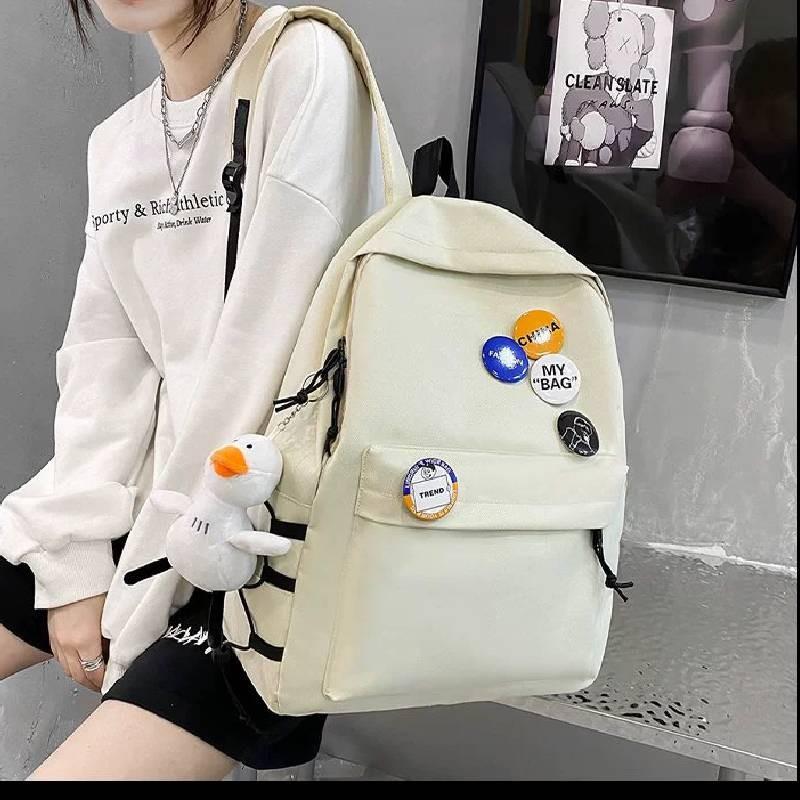 Solid Color Shoulder Baglarge Capacity Travel Backpack Leisure Student Junior