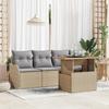 5-piece Garden Sofa Set with Beige Poly Rattan Cushions, 2-seater Garden Sofa with Storage and Cushions 3358128