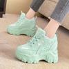 Модные кроссовки на платформе для женщин, массивная обувь, брендовые модные кроссовки для ходьбы, повседневная обувь высотой 10 см, женская шнуровка, вулканизированная обувь, Shoehj9