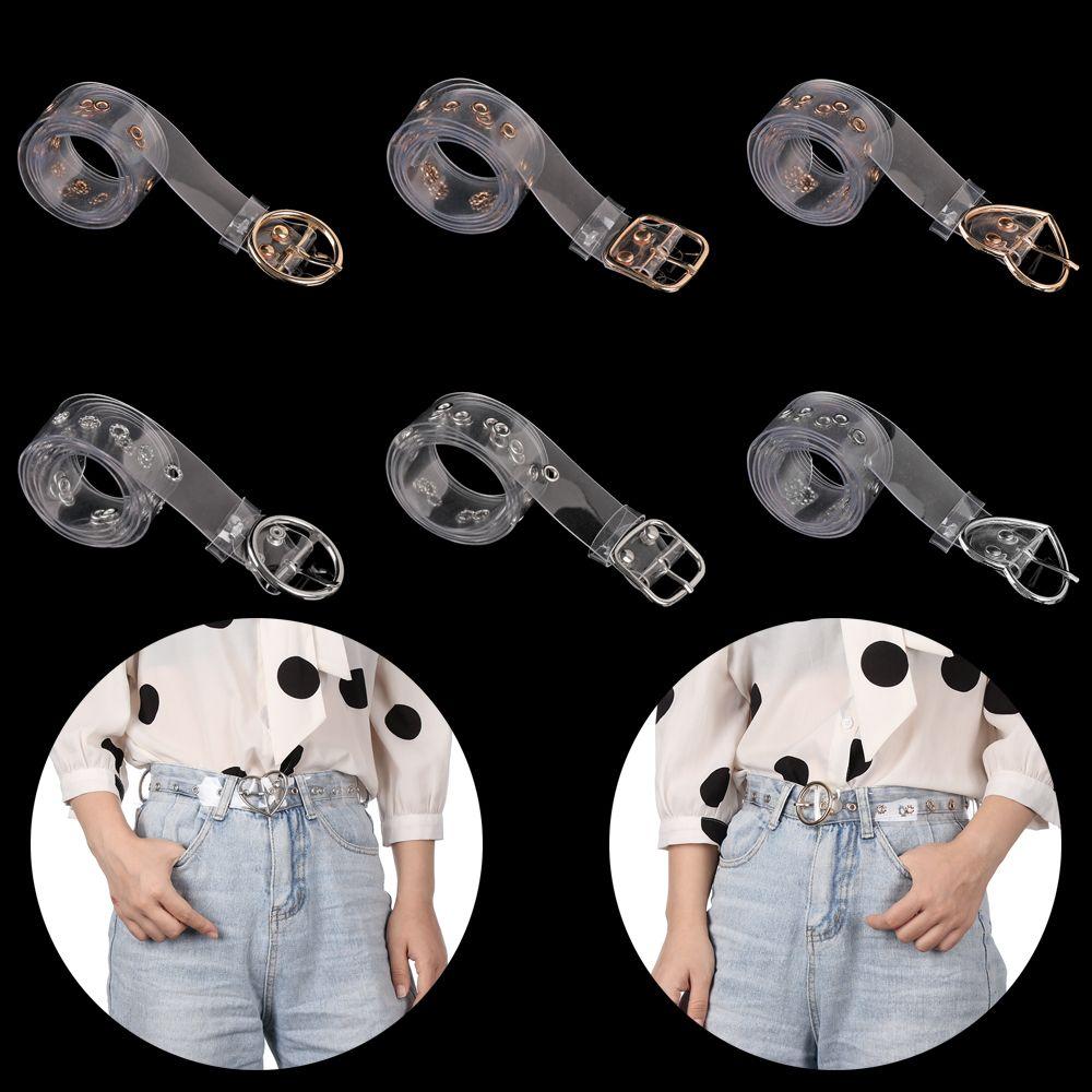 Invisible Wide Clear Punk Waist Belt Transparent Waistband Waist Strap Round Square Heart