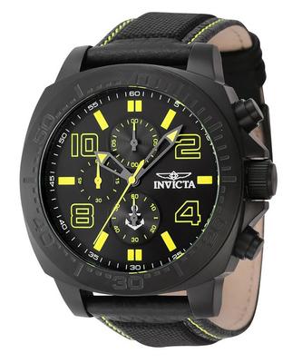 Ocean Voyage Chronograph Нейлоновый ремешок Кварцевые мужские часы с черным циферблатом INV46287