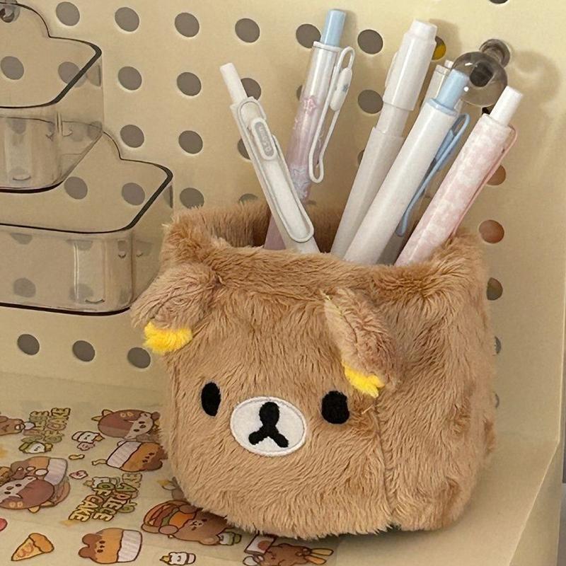 Плюшевые игрушки Rilakkuma Подставка для карандашей Контейнер для ручек для косметики Кавайные настольные аксессуары Офисный органайзер Коробка для хранения канцтоваров для детей Подарок