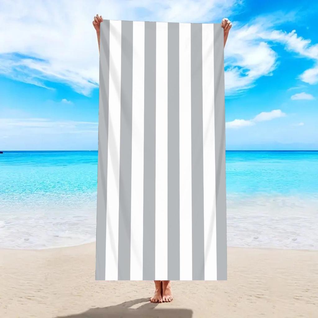 Ultra-Absorbent Striped Beach & Bath Towel - Thick, Soft, Microfiber