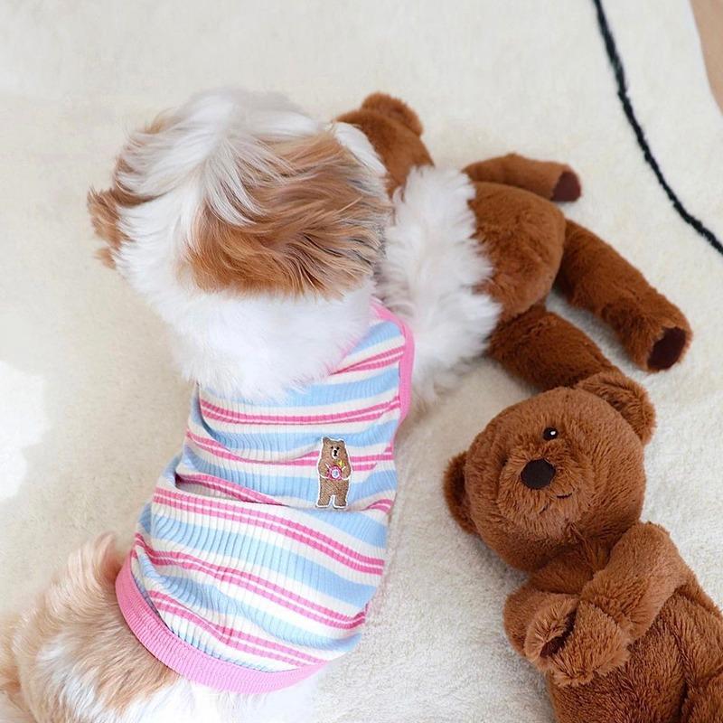 Летний жилет Four Seasons Striped Bear Vest Teddy Bigbear Universal Dog Clothing для маленьких и средних собак Pet Cat Clothing