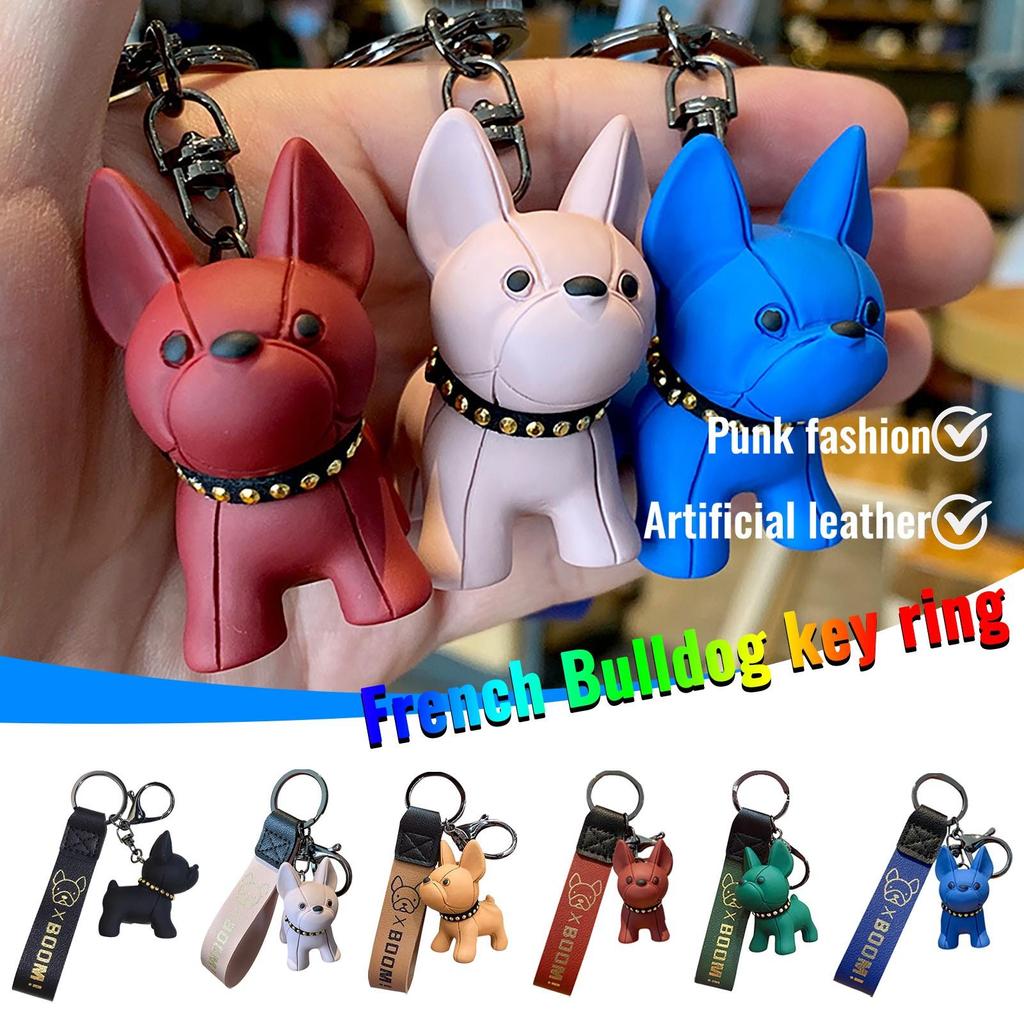 Брелок для ключей с французским бульдогом, модные мужские украшения в стиле панк, подходят для кожаной сумки-тоут