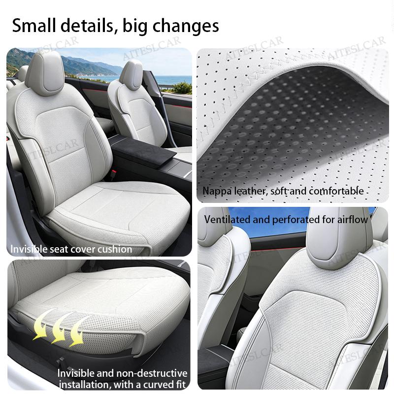 For Tesla Model Y Standard 2026 Ventilation Leather Seat Cover Cushion Wear-resistant Breathability Comfortable Seat Interior
