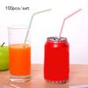 100 шт./компл. изогнутые пластиковые соломинки для коктейлей, вечеринок, свадеб и дней рождения