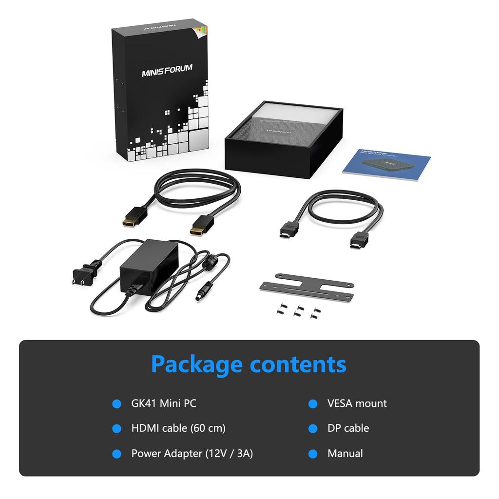 MINISFORUM GK41 Мини ПК Celeron J4125 DDR4 8 ГБ 256 ГБ SSD Компактный ПК Windows 11 Маленький компьютер DIY Карта Совместимость с двумя выходами для мониторов Легкий