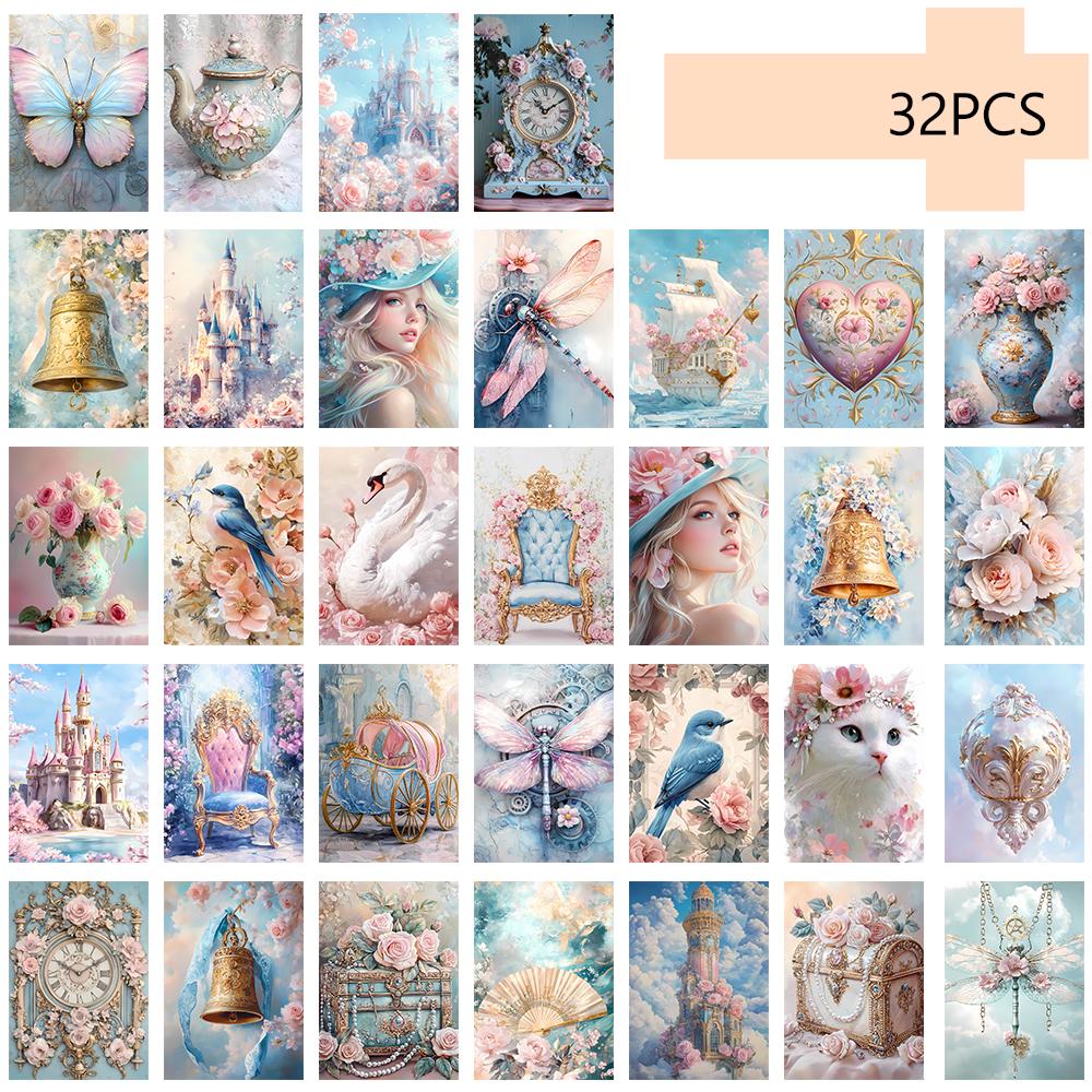 32pcs, Macaron Dream Girl Postcard, Birthday/Anniversary Gift, Collectible, Suitable for Gift Giving, Can Be Mailed.