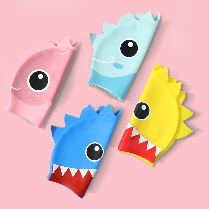 Новые детские шапочки для плавания с милым мультяшным динозавром, шапочка для плавания для мальчиков и девочек, мягкая силиконовая непромокаемая детская шапочка для плавания, высокоэластичная шапочка